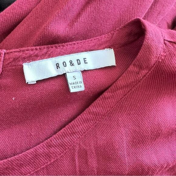 RO&DE Womens Burgundy Tiered Lace Blouse - Picture 12 of 13